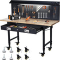 Adjustable Height Workbench Built for Heavy-Duty Use, 2000 LBS Capacity, Power Outlets, 60 Inch Steel Frame