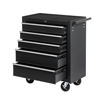 Rolling Tool Chest Designed for Workshop Organization, 5 Drawers, Steel Construction, 500 lb Capacity
