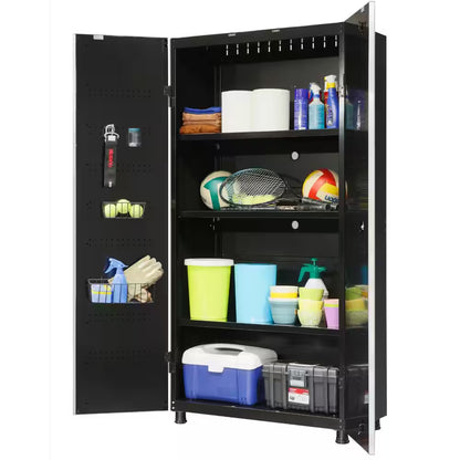 Ready-To-Assemble 48 In. W X 72 In. H X 18.3 In. D 24-Gauge 3-Shelf Steel Freestanding Cabinet in Black