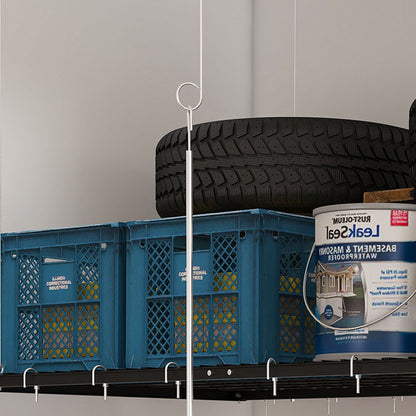 Overhead Garage Storage Rack with Crank System - Black or White