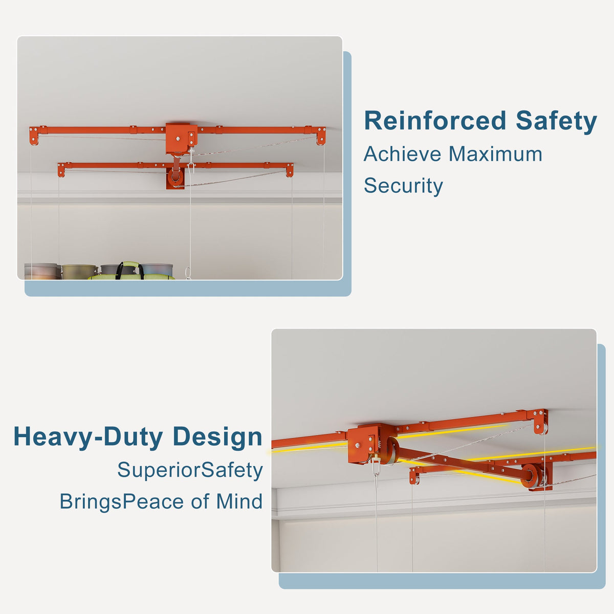 Orange Overhead Garage Storage Rack 4x8 FT with All-Steel Construction - Orange