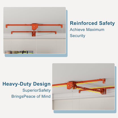 Orange Overhead Garage Storage Rack 4x8 FT with All-Steel Construction - Orange