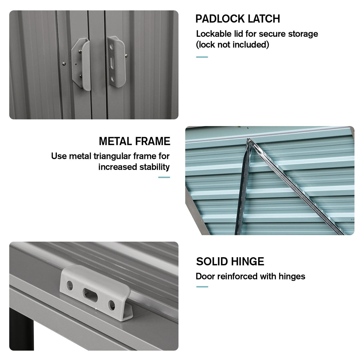 Outdoor Metal Garbage Bin Shed with Durable Galvanized Steel - Two Trash Cans