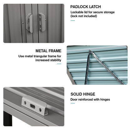 Outdoor Metal Garbage Bin Shed with Durable Galvanized Steel - Two Trash Cans