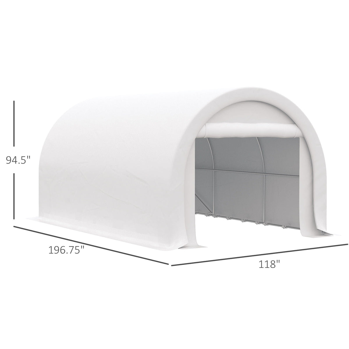 10' x 16' Heavy Duty Carport Garage Tent with Zippered Door - Dark Gray, White, or Beige