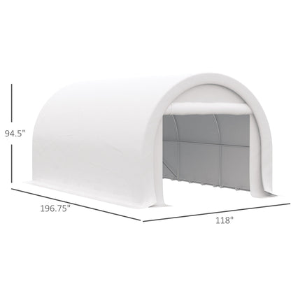 10' x 16' Heavy Duty Carport Garage Tent with Zippered Door - Dark Gray, White, or Beige