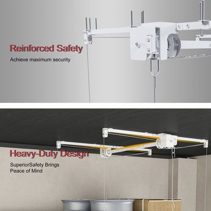 Overhead Garage Storage Rack with All-Steel Construction - White
