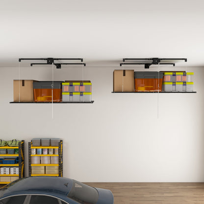 Black Overhead Garage Storage Rack with 370 lbs Capacity - Black