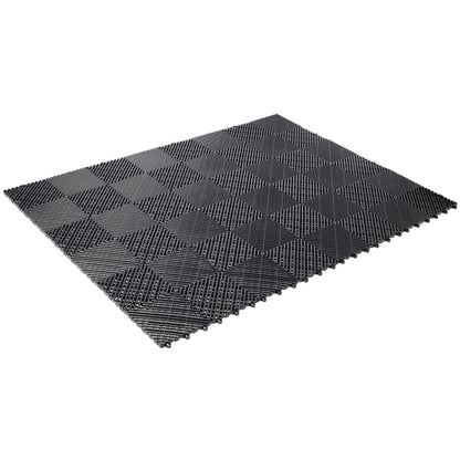 25pcs Plastic Garage Floor Mats with Interlocking Non-Slip Surface - Black or Yellow