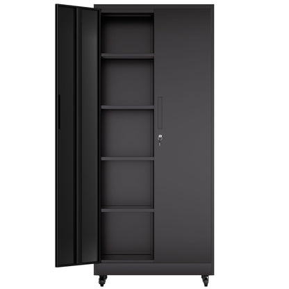 Heavy Duty Rolling Cabinet With Lock, Garage Storage Cabinet, 4 Adjustable Shelves For Tool Organization