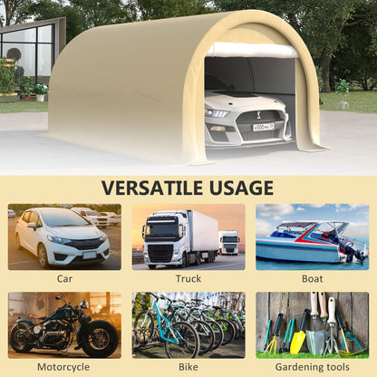 10' x 16' Heavy Duty Carport Garage Tent with Zippered Door - Dark Gray, White, or Beige