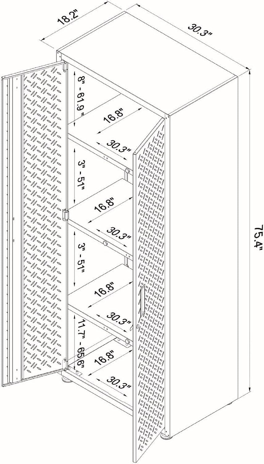 Fortress Standing Cabinet Storage, Black/Gray