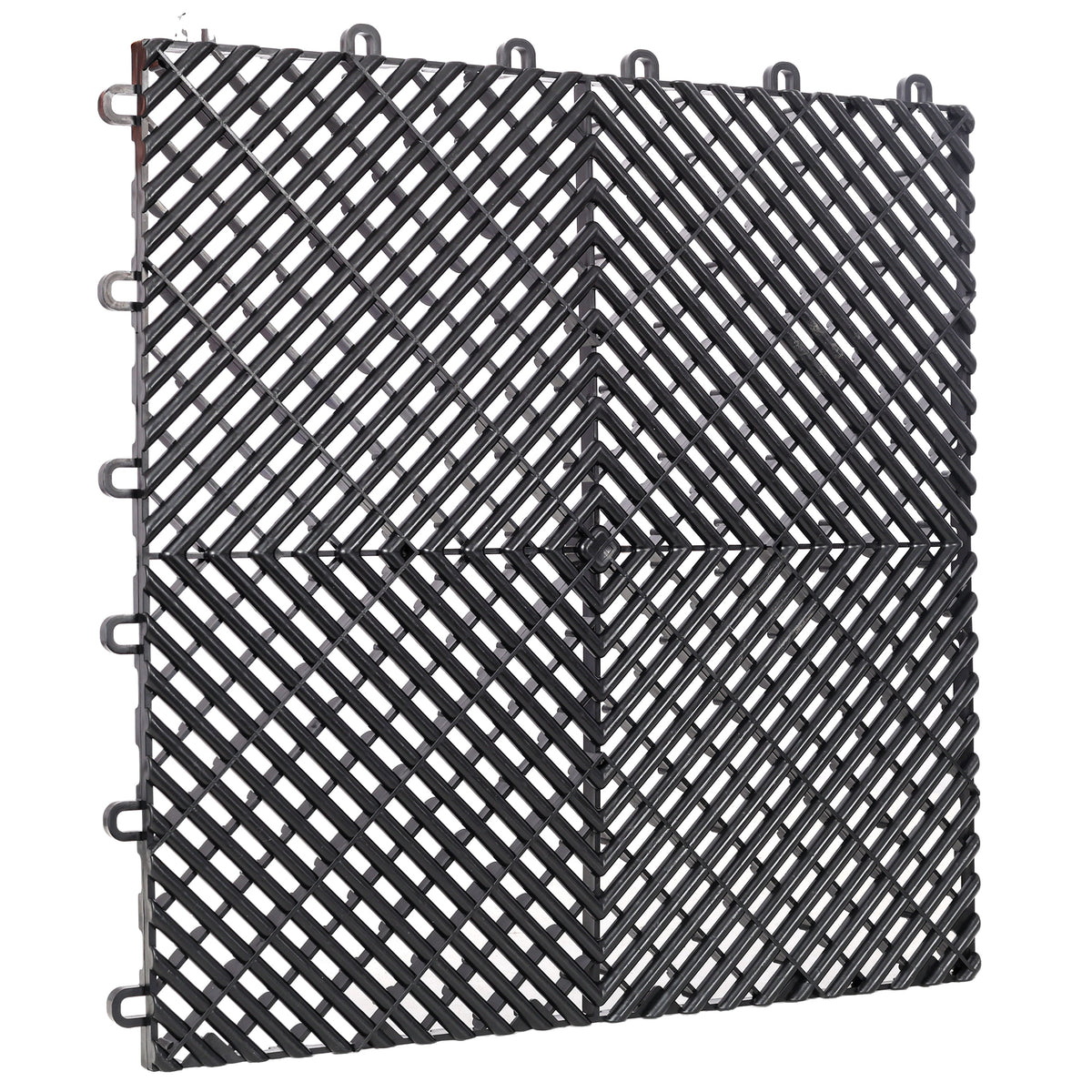 25pcs Plastic Garage Floor Mats with Interlocking Non-Slip Surface - Black or Yellow