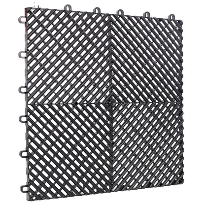 25pcs Plastic Garage Floor Mats with Interlocking Non-Slip Surface - Black or Yellow