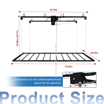 Black Overhead Garage Storage Rack with 370 lbs Capacity - Black