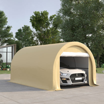 10' x 16' Heavy Duty Carport Garage Tent with Zippered Door - Dark Gray, White, or Beige
