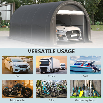 10' x 16' Heavy Duty Carport Garage Tent with Zippered Door - Dark Gray, White, or Beige