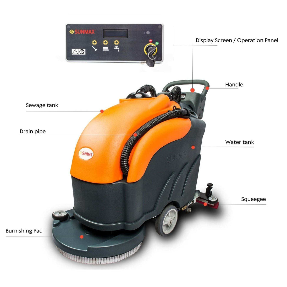 22" Battery-Powered Floor Scrubber Machine | RT50+ Lithium Warehouse Floor Cleaner