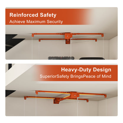 Orange Overhead Garage Storage Rack with All-Steel Construction - Orange