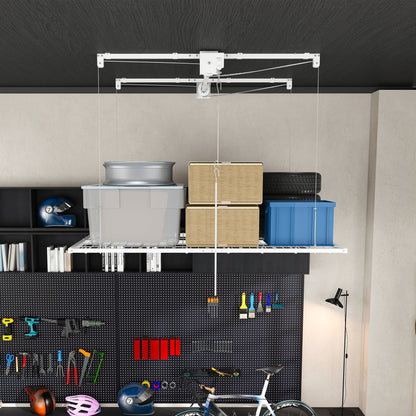 Overhead Garage Storage Rack with All-Steel Construction - White