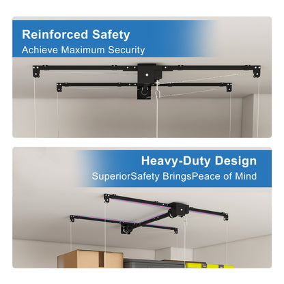 Black Overhead Garage Storage Rack with 370 lbs Capacity - Black