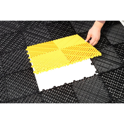 25pcs Plastic Garage Floor Mats with Interlocking Non-Slip Surface - Black or Yellow