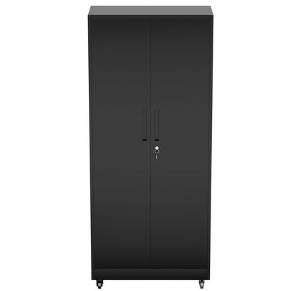 Heavy Duty Rolling Cabinet With Lock, Garage Storage Cabinet, 4 Adjustable Shelves For Tool Organization