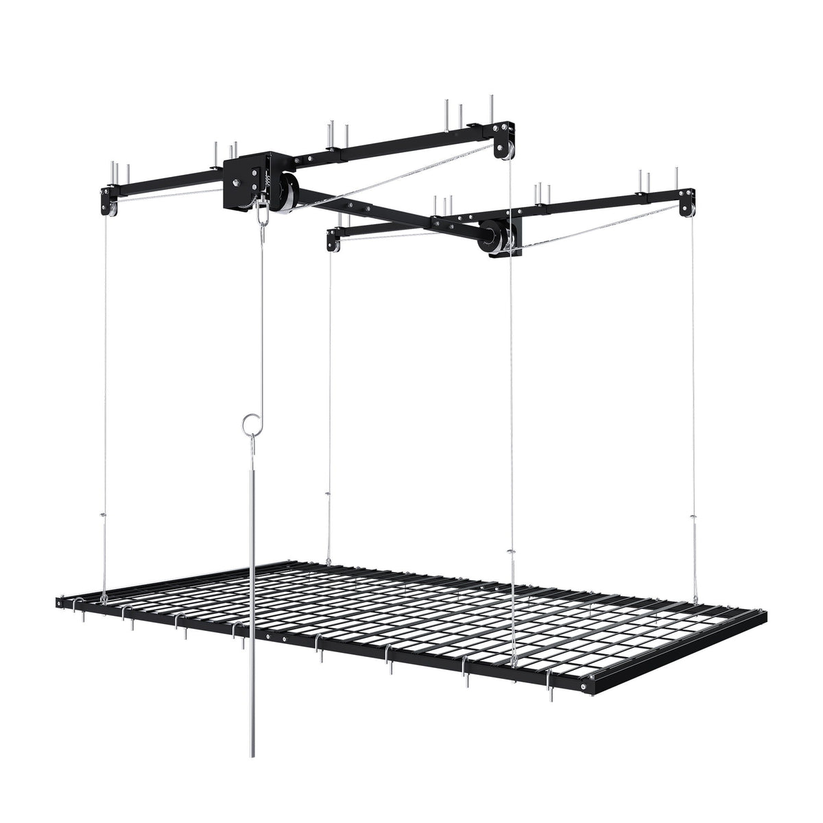 Overhead Garage Storage Rack with Crank System - Black or White