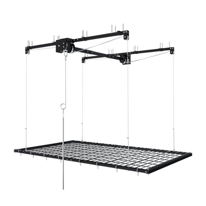 Overhead Garage Storage Rack with Crank System - Black or White