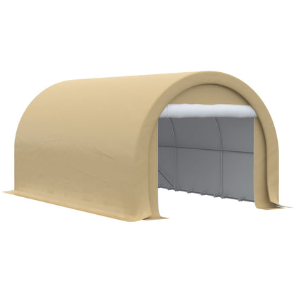 10' x 16' Heavy Duty Carport Garage Tent with Zippered Door - Dark Gray, White, or Beige
