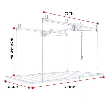 Overhead Garage Storage Rack with Crank System - Black or White