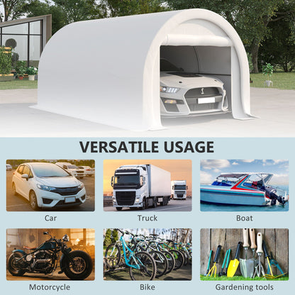 10' x 16' Heavy Duty Carport Garage Tent with Zippered Door - Dark Gray, White, or Beige