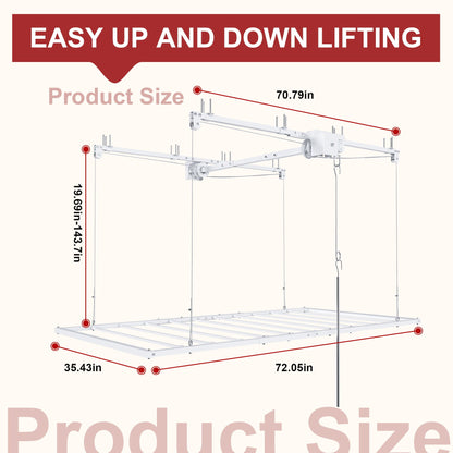 Overhead Garage Storage Rack with Crank System - Black or White