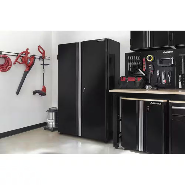Ready-To-Assemble 48 In. W X 72 In. H X 18.3 In. D 24-Gauge 3-Shelf Steel Freestanding Cabinet in Black