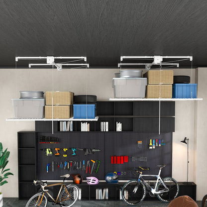 Overhead Garage Storage Rack with All-Steel Construction - White
