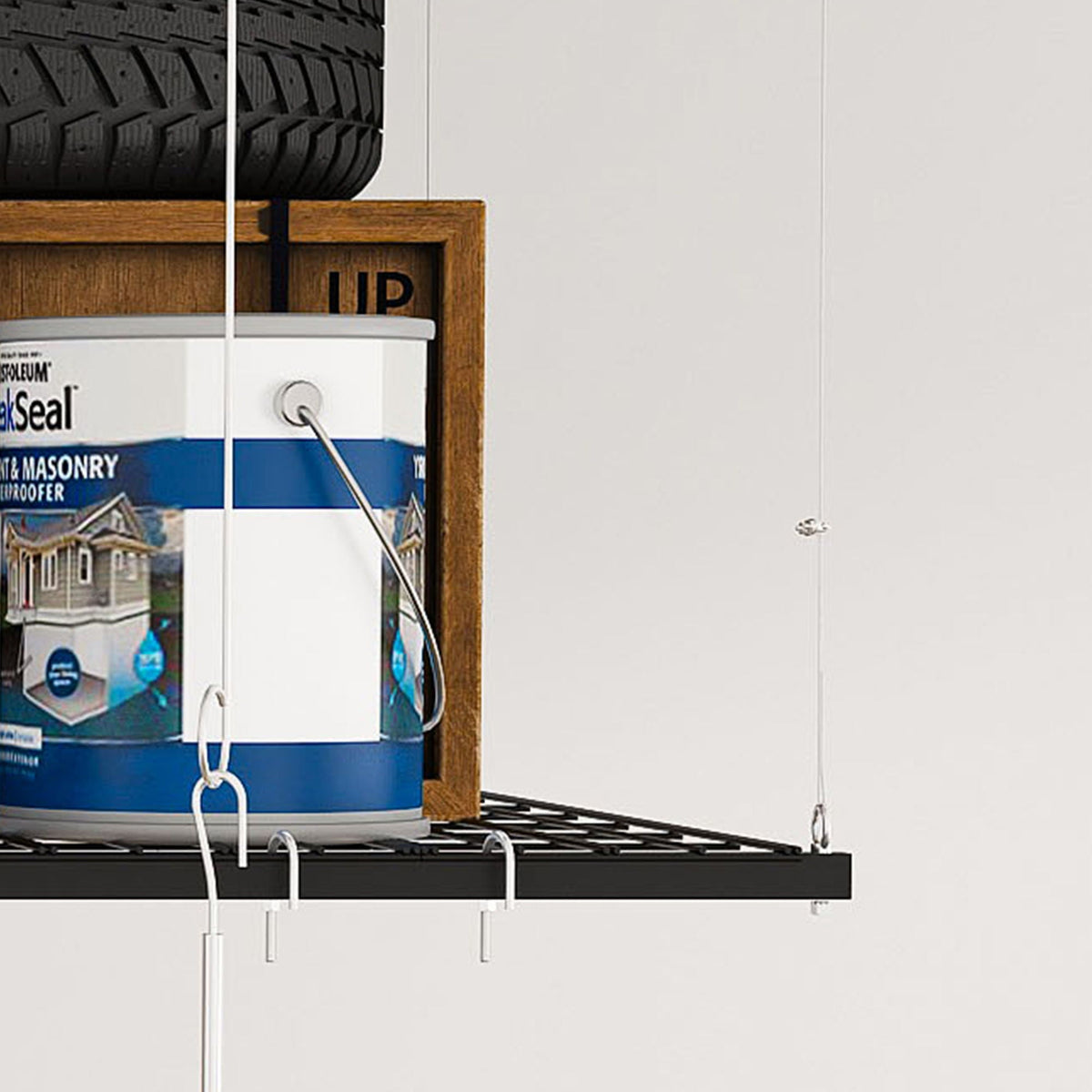 Overhead Garage Storage Rack with Crank System - Black or White