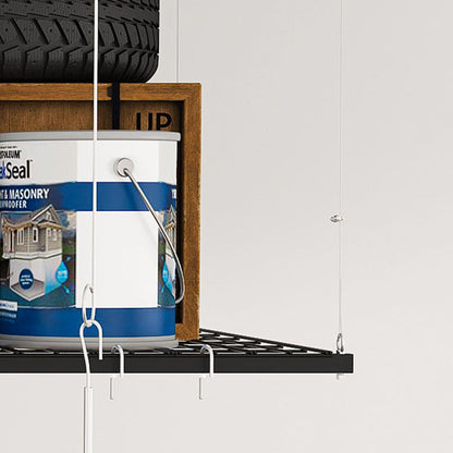Overhead Garage Storage Rack with Crank System - Black or White