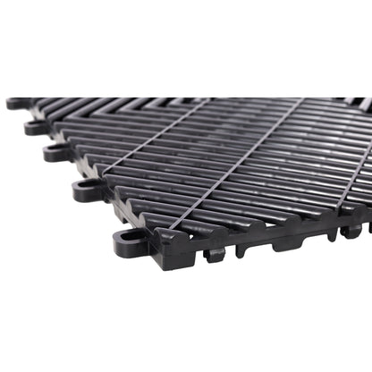 25pcs Plastic Garage Floor Mats with Interlocking Non-Slip Surface - Black or Yellow