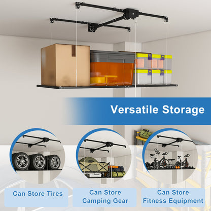 Black Overhead Garage Storage Rack with 370 lbs Capacity - Black