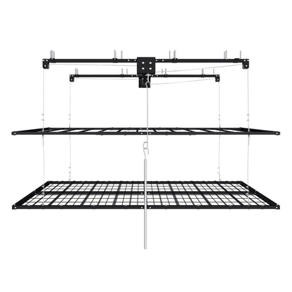 Overhead Garage Storage Rack with Crank System - Black or White