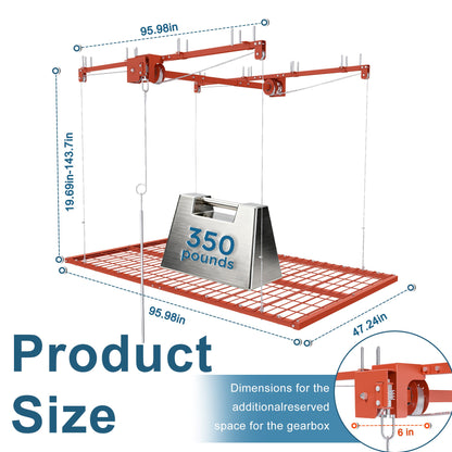 Orange Overhead Garage Storage Rack 4x8 FT with All-Steel Construction - Orange