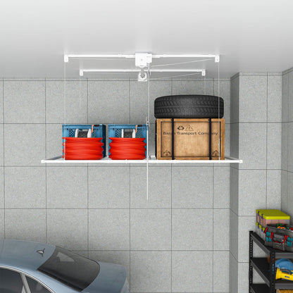 Overhead Garage Storage Rack with Crank System - Black or White