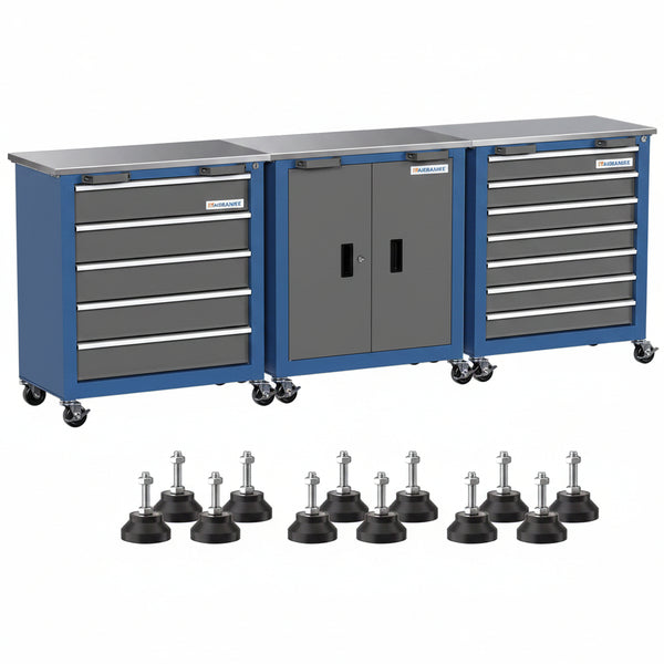 Combination Tool Chest with Lock,5-Drawer/7-Drawer/2 Door Tool Cabinet Can Be Interconnected,Rolling Tool Chest with Wheels and Padded Feet,With Stainless Steel Protective Film Countertop