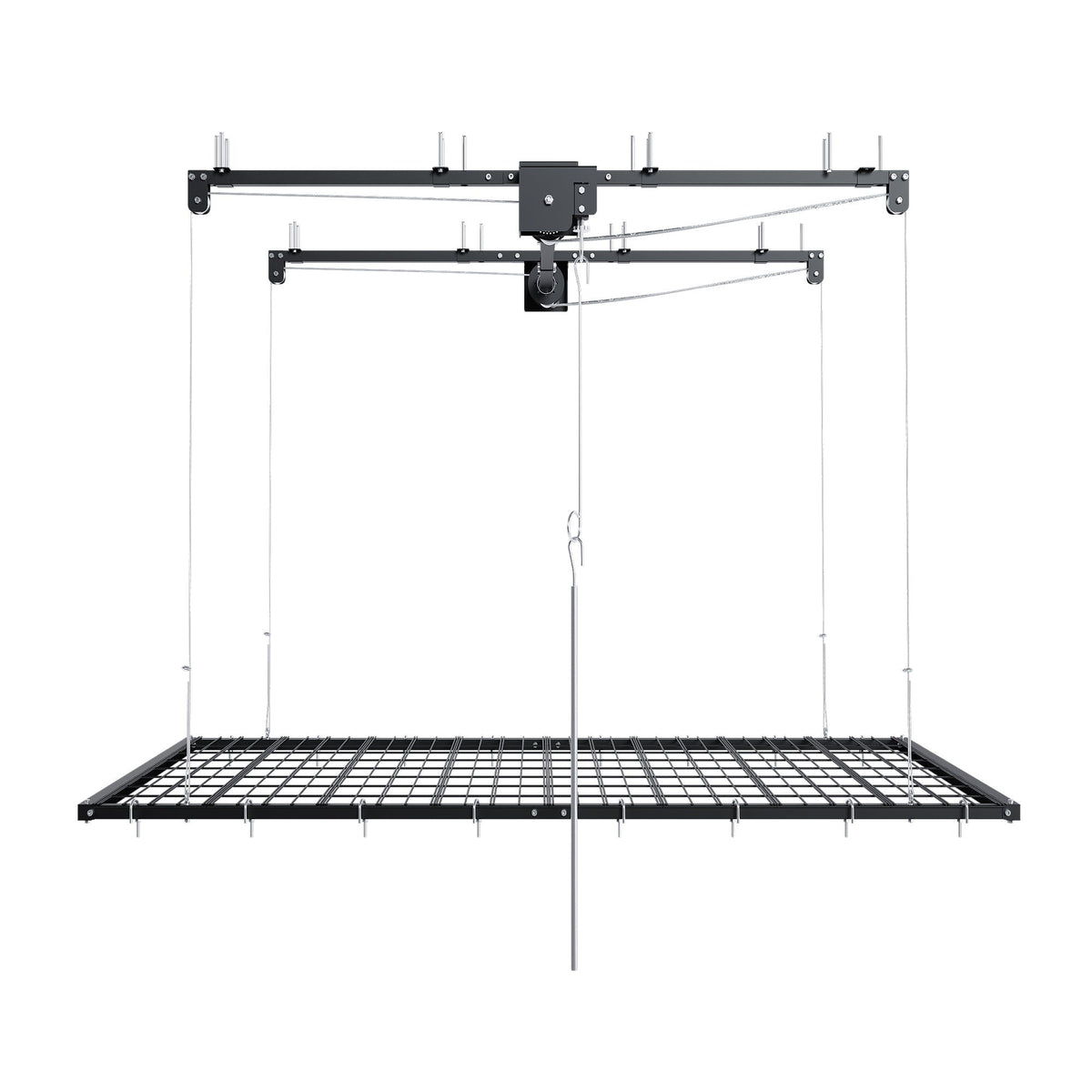 Overhead Garage Storage Rack with Crank System - Black or White