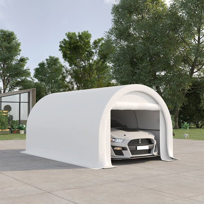 10' x 16' Heavy Duty Carport Garage Tent with Zippered Door - Dark Gray, White, or Beige