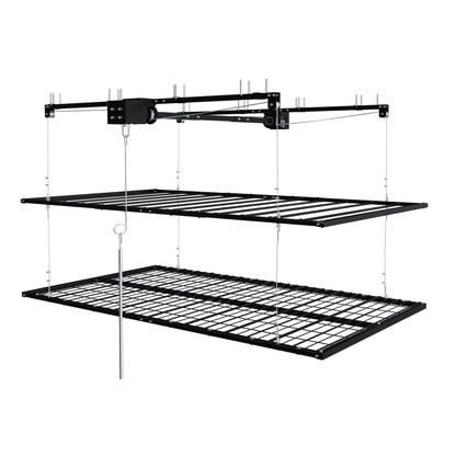 Overhead Garage Storage Rack with Crank System - Black or White