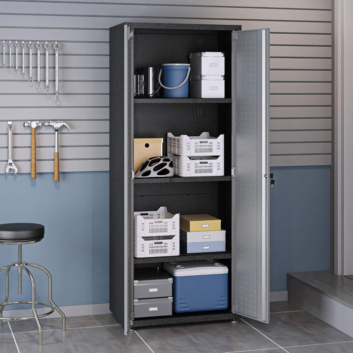 Fortress Standing Cabinet Storage, Black/Gray