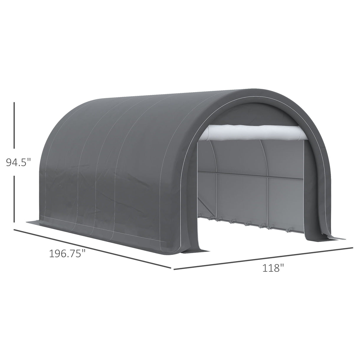 10' x 16' Heavy Duty Carport Garage Tent with Zippered Door - Dark Gray, White, or Beige