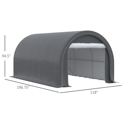 10' x 16' Heavy Duty Carport Garage Tent with Zippered Door - Dark Gray, White, or Beige