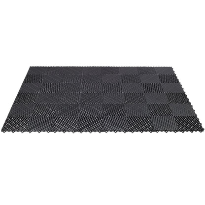 25pcs Plastic Garage Floor Mats with Interlocking Non-Slip Surface - Black or Yellow